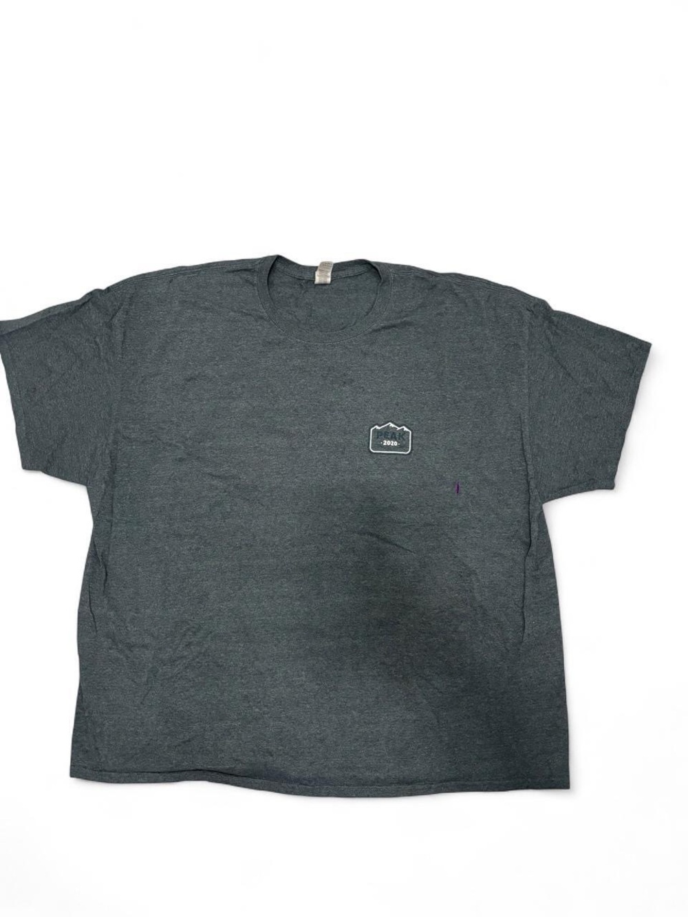 ✨Gray Gildan t-shirt with circular logo featuring mountain graphic, size 4XL✨
